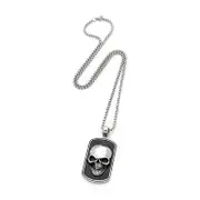 Men's Republic Sleek Stylish Army Dog Tag Skulls Necklace With Gift Box Set