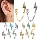 Lightning Ear Bone Nail Helix Stud Chain Ear Cuff Fashion Earrings Woman