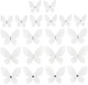 Hohopeti 20pcs Double Lace Butterfly Applique with Pearl for DIY Clothing Decoration Elegant Embroidered Patch Accessories for Bridal Wedding Crafting and Custom Outfits