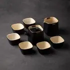Black Crockery Ceramic Teapot with 6 Cups Chinese Kung Fu Tea Set