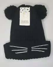 Harper Canyon Girls Black Cat Whisker Beanie and Mitten Set One Size