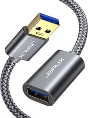 USB 3.0 Extension Cable 6.6FT, JSAUX USB A Male to Female Extension Cord Durable Braided Material Fast Data Transfer Compatible with USB Keyboard, Flash Drive, Hard Drive, Playstation, Xbox, Oculus VR
