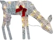Jiimhte Lighted Christmas Deer | Iron Moose Lighted Bell Bow | Lawn Decoration Deer Yard Lights Decor for Festive Glow