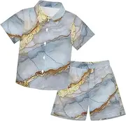 [Caihoyu] Big Boy Short Sleeve Button Down Shirt & Shorts Set Baby Boy Shorts Set Summer Clothing