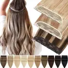 One Piece Real Thick Remy Human Hair Extensions Clip In 3/4 Full Head Balayage
