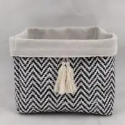 Black & White Chevron Pattern With White Tassel Basket