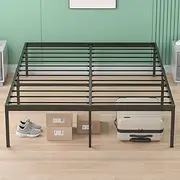 Ufurniture Queen Metal Bed Frame Base, 39cm Extra Storage Space Bed with Reinforced Legs, 300kg Weight Capacity, Bedroom Furniture, Black