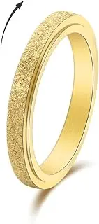 [FASHGOOD] 3mm Titanium Steel Fidget Anxiety Rings for Women Men,Sandblast Fidget Spinner Ring for Stess Relief,Wedding Band Ring,Silver/Rose Gold/Gold Ring,Women's Rings 5-11