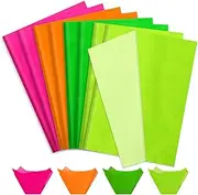 Whaline 96 Sheets Neon Tissue Paper Fluorescent Colors Gift Wrapping Paper Green Yellow Pink Orange Art Paper for Birthday Baby Shower Glow Party DIY Crafts, 14 x 20 Inch