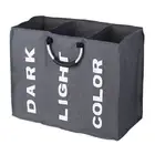 3-Section Large Foldable Oxford Laundry Basket Bag Dirty Clothes Storage T2H8