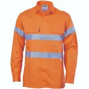 DNC Hi Vis L/weight Vented Cotton Drill Shirt c/w 3M Reflective Tape (Orange) M
