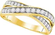 [Dazzlingrock Collection] (Yellow-Gold, 7) - 1/2 Total Carat Weight Diamond Fashion Band