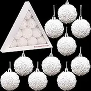 Christmas Concepts® Pack of 10-60mm / 2.4" Christmas Tree Baubles - Iridescent White Sparkle Baubles