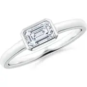 Lab-Grown East-West Emerald-Cut Diamond Solitaire Ring