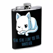 Cat Love Em1 Flask 8oz Stainless Steel Hip Drinking Whiskey