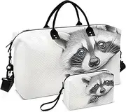 [ZRYSMY] Duffel Bag for Traveling, Funny Raccoon Peeking Travel Bag Gym Bag, with Multiple Interior Pockets Shoulder Weekender Bag for Women Men with Toiletry Bag 20.5L x 1.9W x 13.8H, Multi-Colored