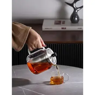 尚明玻璃茶壺耐高溫泡茶壺不銹鋼過濾茶具加厚耐熱玻璃花茶壺單壺