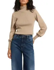 [Marcs] Frost Shimmer Roll Neck Knit Jumper in Taupe