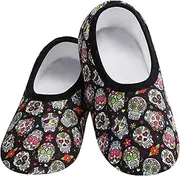 [Snoozies] Skinnies foot coverings for Women - Non-Slip foot coverings with Lightweight and Soft Sherpa Lining - Foldable Travel