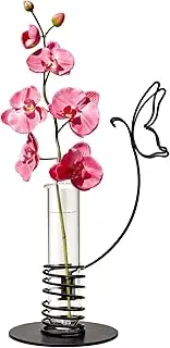 Dormercy Test Tube Plant Terrarium with Metal Holder, Butterfly Desktop Glass Propagation Station for Office Home Decoration