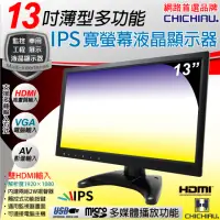 在飛比找momo購物網優惠-【CHICHIAU】13吋薄型多功能IPS LED液晶螢幕顯