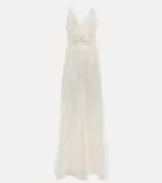 [Costarellos] Costarellos Kristina sequined tulle gown AU 16 white