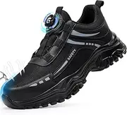 [LAoutun] Safety Trainers Safety Shoes Men Women Swivel Buckle Protective Shoes Breathable Steel Toe Cap Trainers Comfortable Lightweight Work Shoe Construction Industrial Boots