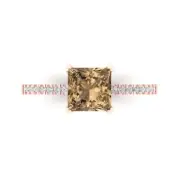 1.66 Princess Cut Champagne Stone Wedding Promise Designer Ring 14k Rose Gold