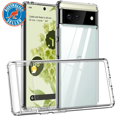 Clear Case Cover for Google Pixel 6 (6.4 Inch), Hard Back Slim Fit Shockproof Cr