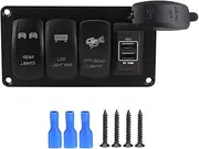XTevu 3 Gang Rocker Switch, 12/24V Switch Panel, Dual Light Switch for Rear Lights, LED Light Bar, for Car, Truck, Boat, RV