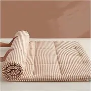 Portable Futon Mattress, Thicken Floor Mattress, Sleeping Pad,Foldable Roll up Mattress,Japanese Thickened for Home Camping Dormitory Mattress Pad Floor Lounger Pillow Bed(Pink Lattice,150x200cm)