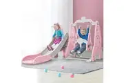 Keezi Kids Slide Swing Set Basketball Hoop Outdoor Playground Toys 170cm Pink