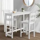 Oikiture 3PCS Bar Table Set 2 Stools Chairs Kitchen Dining Cafe Tables White