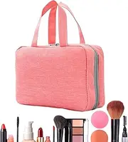 [Setauoo] Foldable Toiletry Bag for Women, Hangable Portable Roll Up Brush Storage Bag, 4-in-1 Waterproof Cosmetic Case, Foldable Pouch Holder, Portable for Bathroom Shower