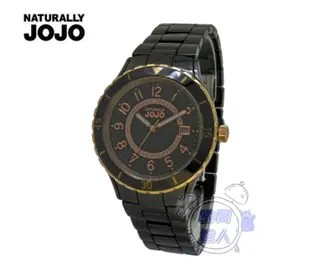 [時間達人]NATURALLY JOJO-經典閃耀晶鑽數字陶瓷錶 阿拉伯數字 玫瑰金殼黑色陶瓷錶 JO96974-88R