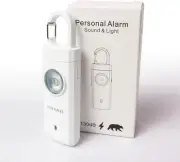 Personal Alarm Keychain 130dB Emergency Siren Alarm Flashlight Women WHITE