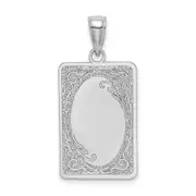 14k White Gold Rectangular Engraved Charm
