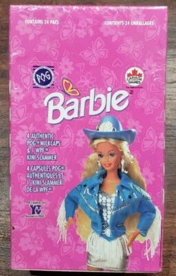 Barbie World POG Federation WPF Canada Games 1995 Factory Sealed Box 24x Packs