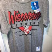 Adidas Small Gray Short Sleeve Wisconsin Badgers Climalite Athletic Shirt