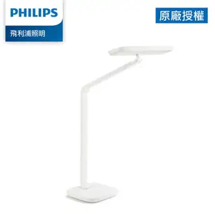 (缺貨) 免運費 Philips 飛利浦 座夾二用 軒璽 66049 LED護眼 檯燈/台燈/抬燈-白色 PD019