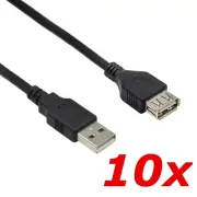 10 PACK 10FT USB 2.0 Repeater Extension Extender Type-A Male/Female Cable Cord