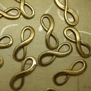 BULK 50 pc Antique Gold Tone INFINITY 23mm X 8mm, Charm, Bracelet Connector.