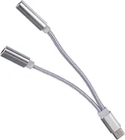 QUMIIRITY Type C Earphone Adapter Silver Charging Music Listening Converter Compact Portable Design Durable Type C Interface for Convenient Use