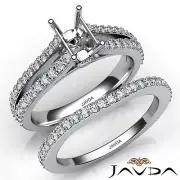 Emerald Wedding Bridal Set Semi Mount Split Shank Diamond Engagement Ring 1.1Ct