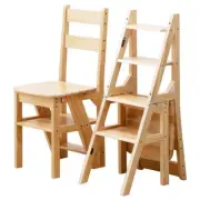 4 Step Folding Ladder Wooden Frame Stool Portable MultiPurpose Heavy Duty 130kg