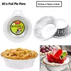 60 x Aluminium Round Foil Tray Party Oven Pie Cake Tarts Baking Pan Container