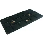 5 Black 18 Compartment Display Tray Inserts Flocked 14 1/8"