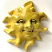 Cute Yellow Sun Sculpture, Wall Art for All Seasons, Original Home Decor