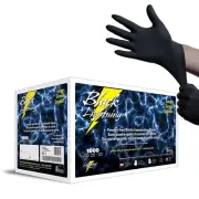 NITRILE GLOVES - 1,000 (10 BOXES OF 100) - BLACK LIGHTNING SIZE - LARGE