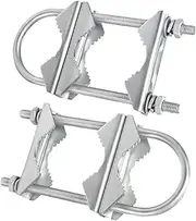 AsrMyjcx 2Pcs Double Antenna Mount Clamps with U Bolts Mounting Hardware Sturdy Heavy Duty for TV Deck Railing Outdoor Antenna Fence